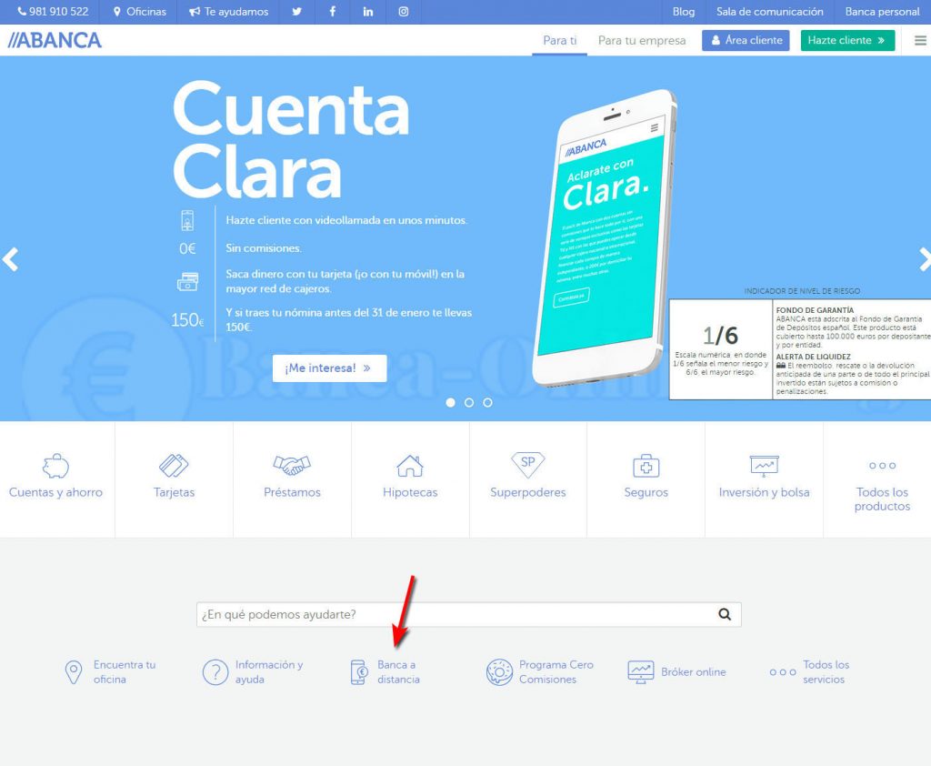 banca a distancia desde inicio abanca