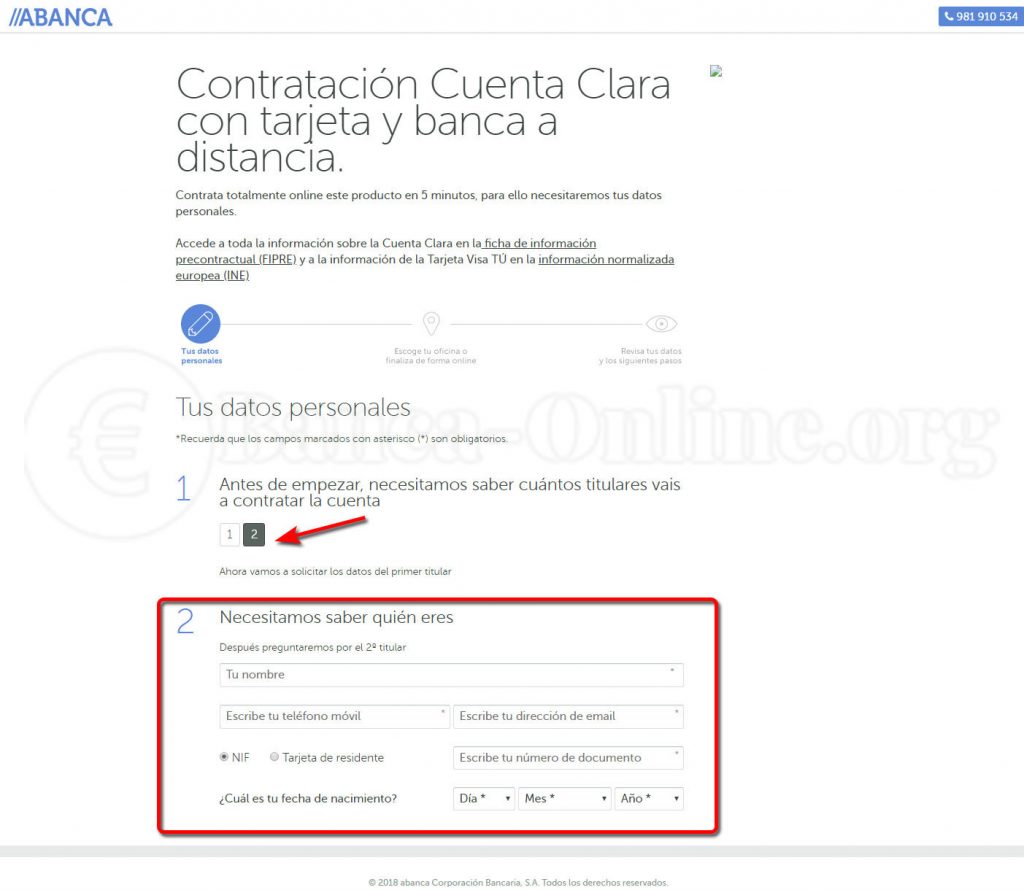 contratacion cuenta clara online abanca