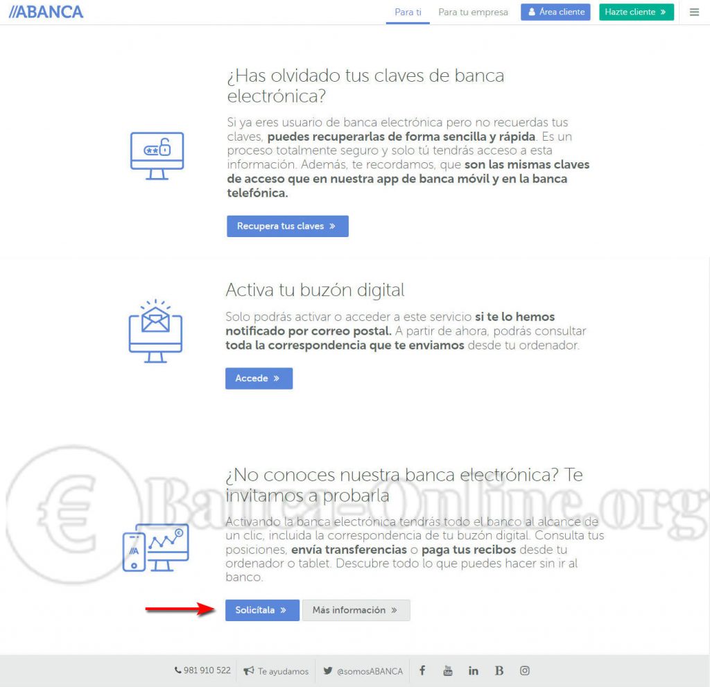 solicitar acceso a banca electronica abanca
