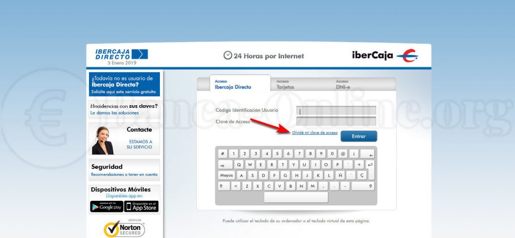 recuperar claves acceso ibercaja directo